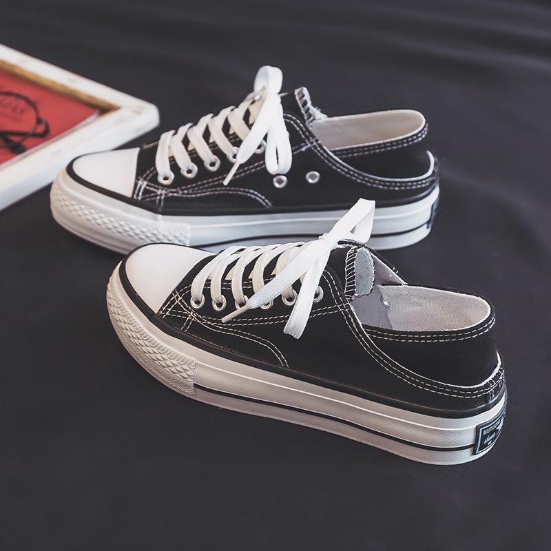 

Женские черные холщовые кроссовки на платформе: Корейский стиль, дышащая, увеличивающая рост, летняя повседневная обувь N612 Size 38