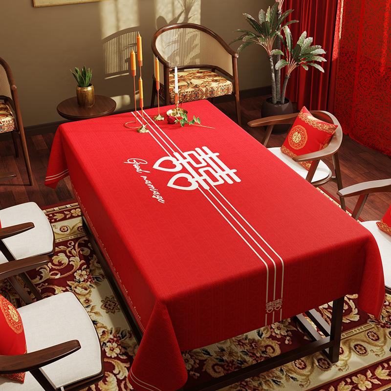 Wedding Red Dining Table Tablecloth Wedding Room Festive Atmosphere Tablecloth Living Room Coffee Table Tablecloth Rectangular