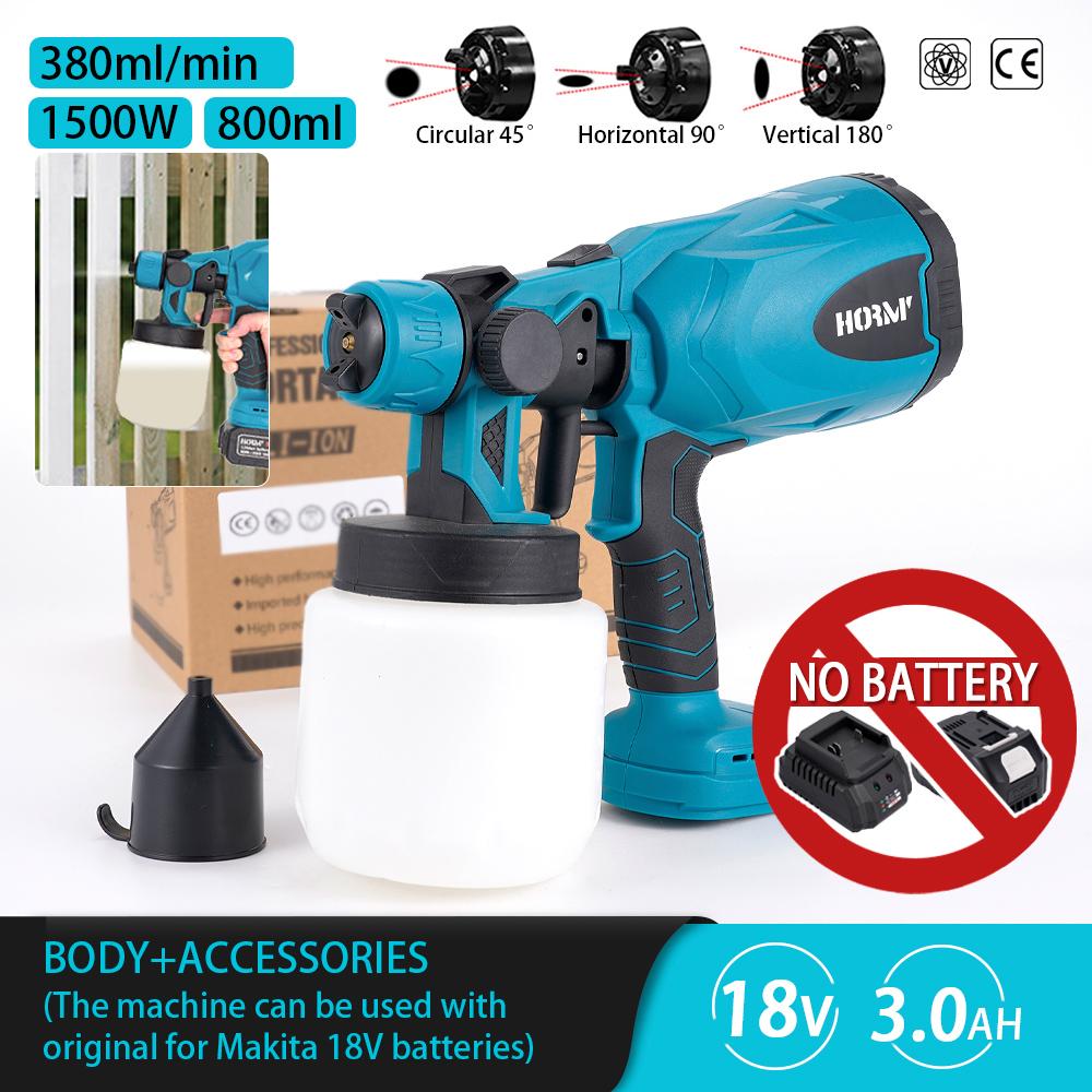 Cordless Electric Spray Gun 800ML Paint Spraying Tool Paint Sprayer Rechargeable Easy Spray Car Airbrush For Makita 18V Battery