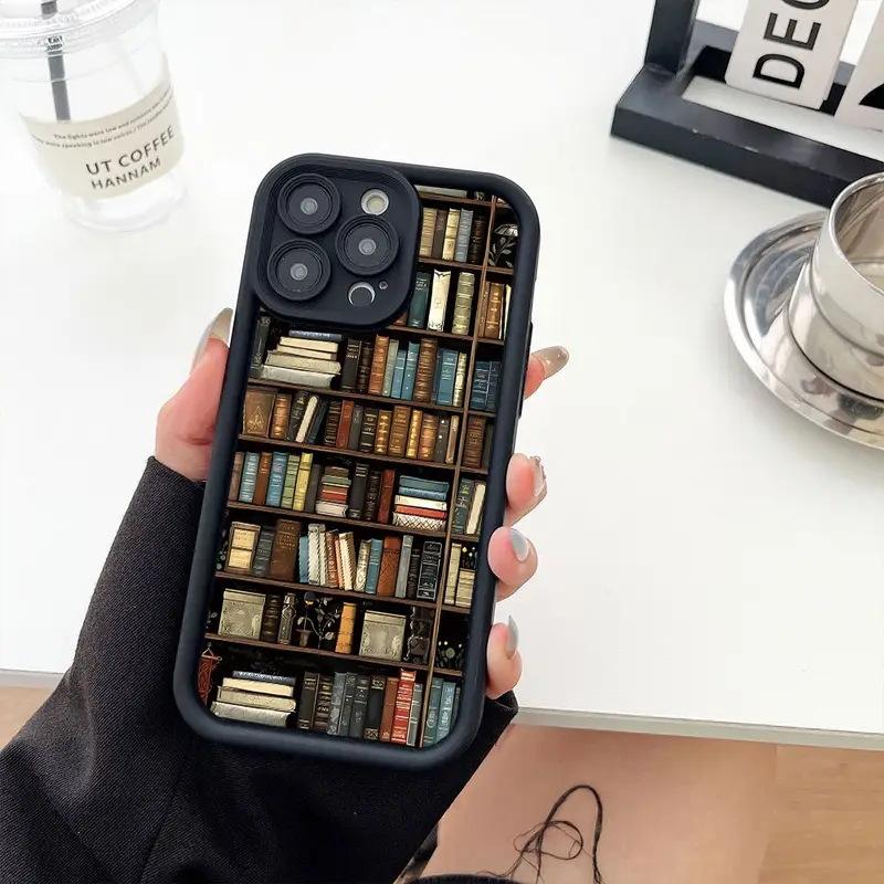 TEUM Station American Creative Bookshelf Apple 17Pro Silicone Protective Case iPhone16 All-inclusive Anti-drop Mobile Phone Case