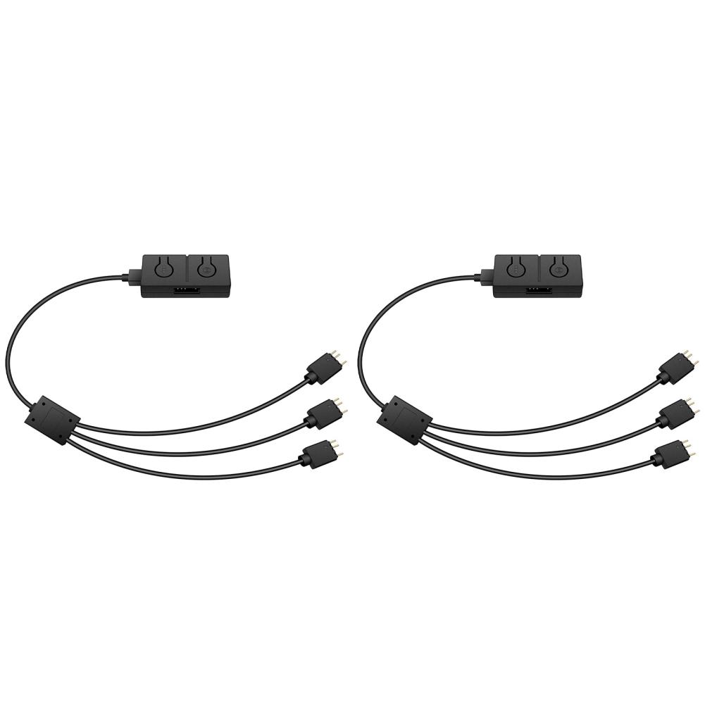 RGB-Konverter 3-Pin auf 4-Pin ARGB-Lichtlüfter-Konverter mit 3-Wege-Splitter 5V/3-Pin ADD-RGB auf 12V/4-Pin Adapter Sync 50 Farbmodi