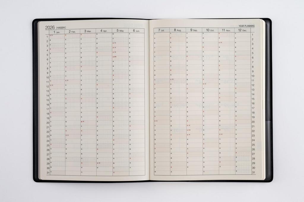 Takahashi 2026 A5 Weekly Desk 95 December Diary, Black, No. (Starts 2025)