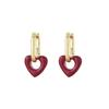 Autumn-Winter Minimalist Retro Red Heart Earrings: High-End Light Luxury for Women