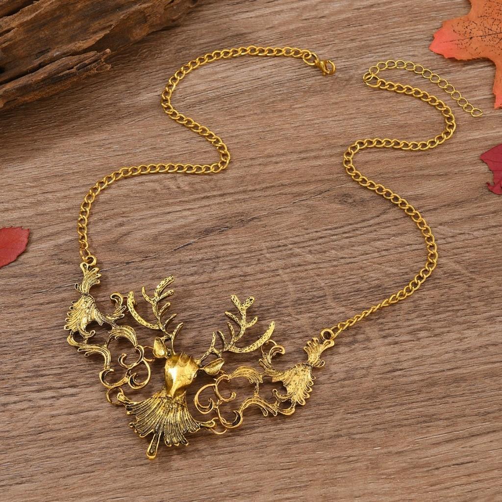 Vintage Christmas Deer Necklace With Zinc Alloy Animal Pendant For Women Holiday Jewelry