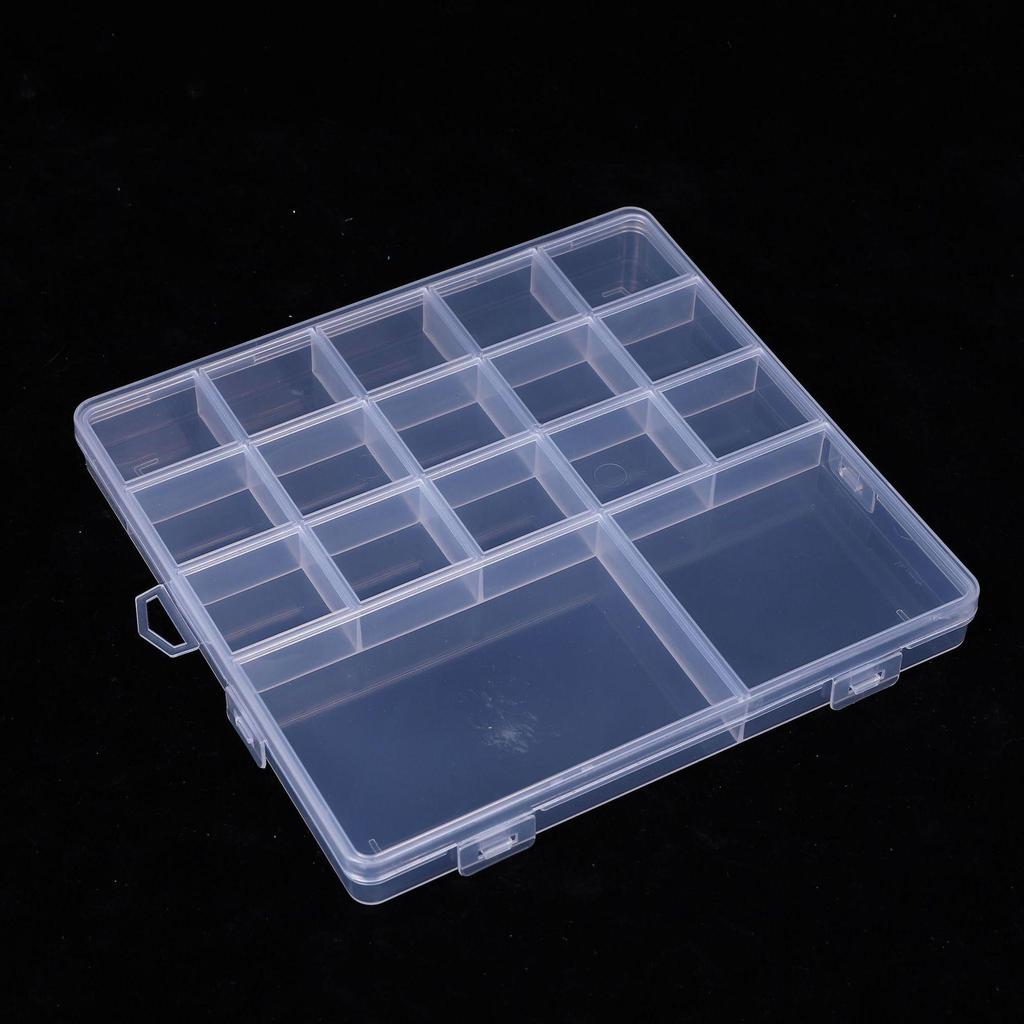 Multisize Anti-Stringing Grid Storage Box for Jewelry and Parts with Slotted Beaded Compartments