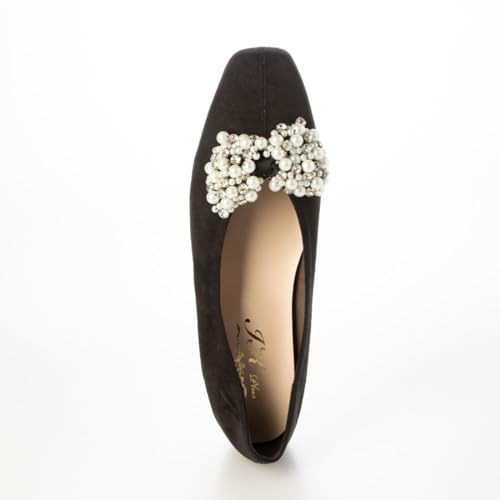 IK Plus Center Seam Flat Pumps, 2025-25, Women's, Black Suede, Size 23.5 cm, 3E