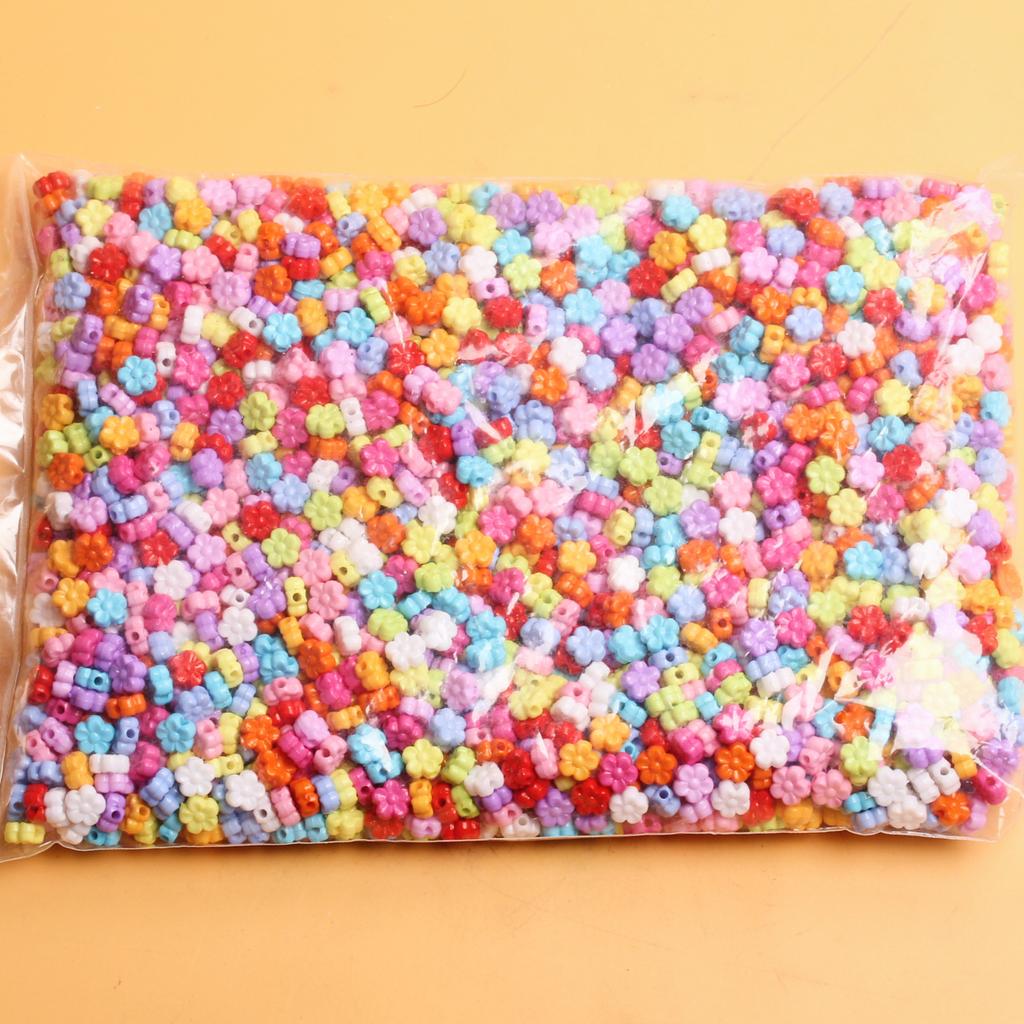 500 g, ca. 1850 Stück, 9 mm, DIY-Acryl, Blumenform, Bonbonfarben, Schmuckzubehör, lose Abstandsperlen, einfarbig