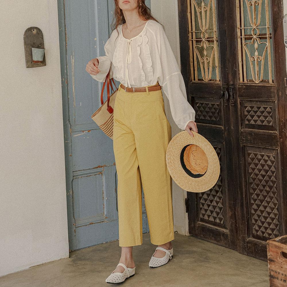 Peulaudeumali Pm_Sunny Cotton Wide Pants_Yellow