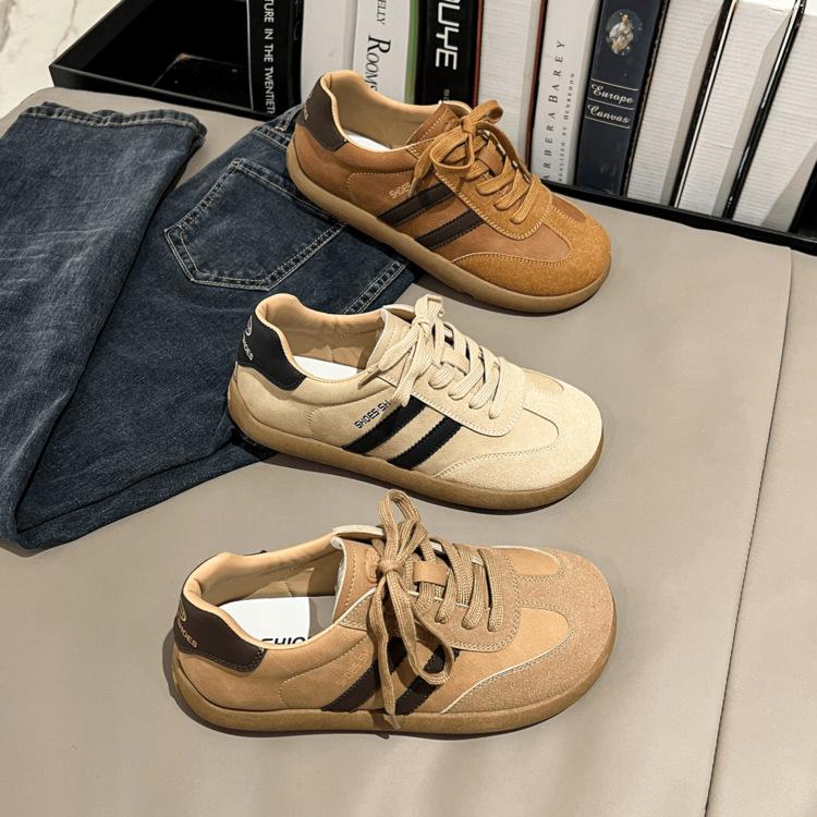 Popular Retro German Training Shoes Women's Breathable Non-slip Flat Bottom 2025 Spring New Sports and Leisure Versatile Leather Board Shoes