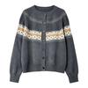 Women's Vintage Round Neck Oversized Sweater with Buttons for Fall/Winter