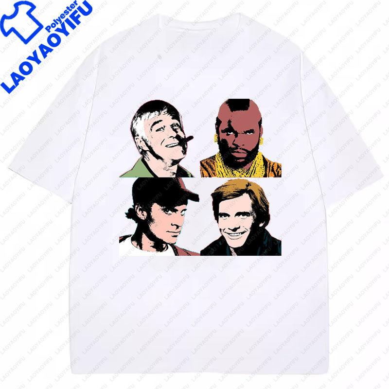 Andy Warhol Pop Art Print Tribute T Shirt Warhol The A Team Series Portraid Parody Graphic Tshirts Funny Mashup Tv Camisetas S
