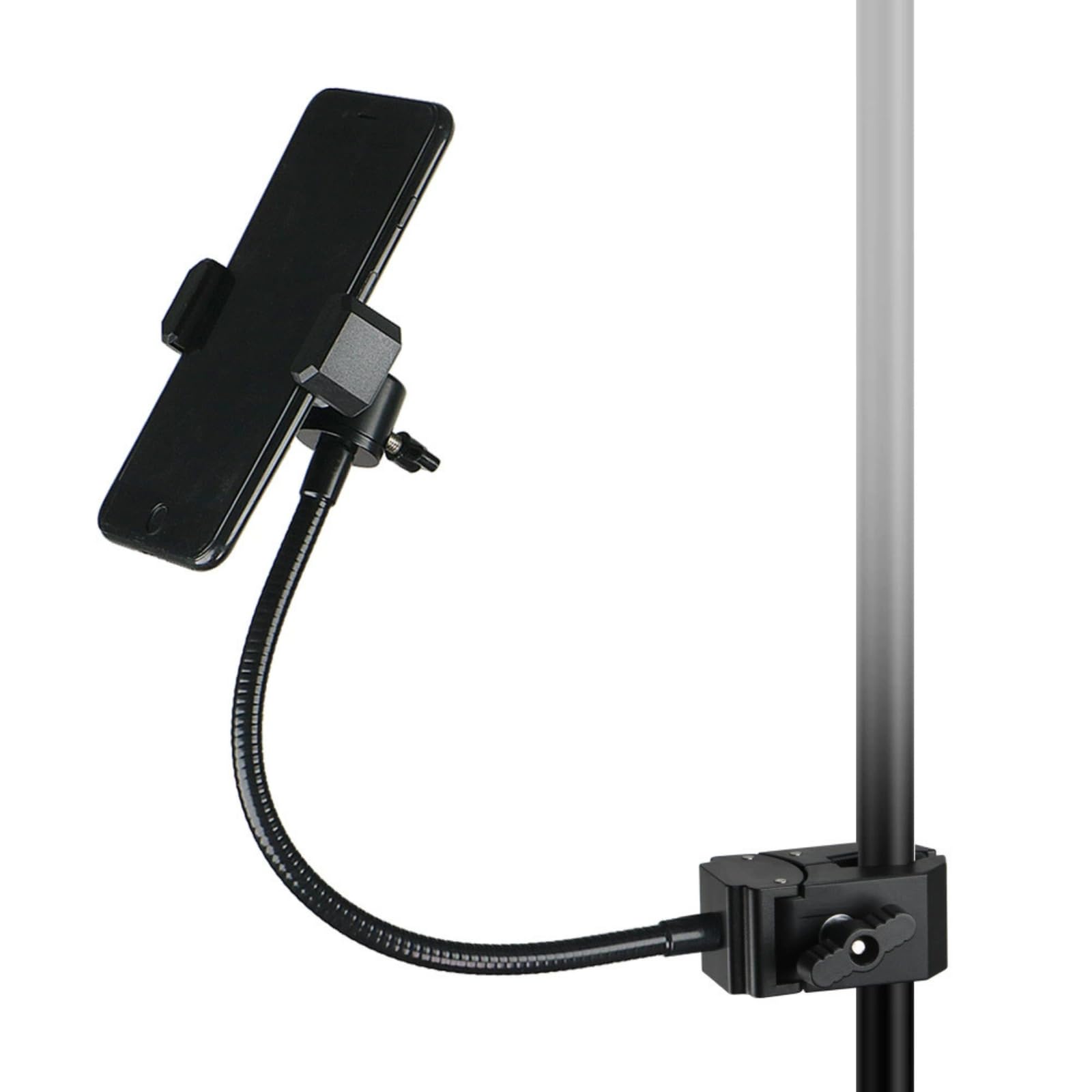 SELECOCO Smartphone Holder for Microphone Stand Pole Mount Clamp Adjustable Overhead Shooting Streaming Flexible Angle