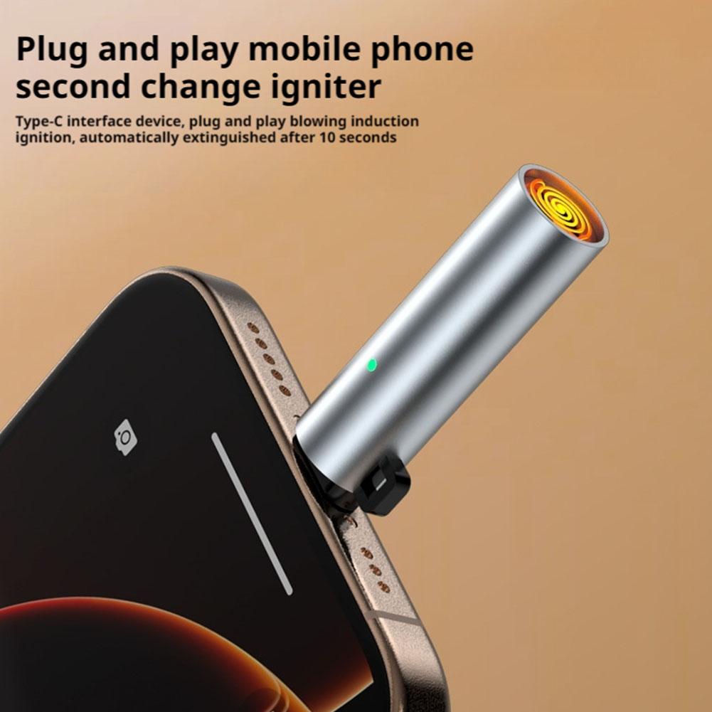 Type C Mini Lighter Blow-to-Ignite Auto Shut-Off for Air Travel Outdoor No Battery No Flame For Easy Carrying And Sto