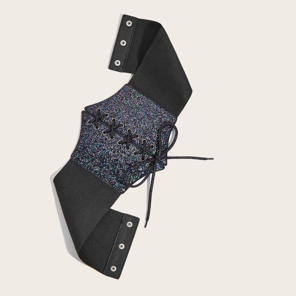 Elastic Gold Cummerbunds Shinny Blingbling Corset Belt Slimming Leopard Print Waistband  Dress