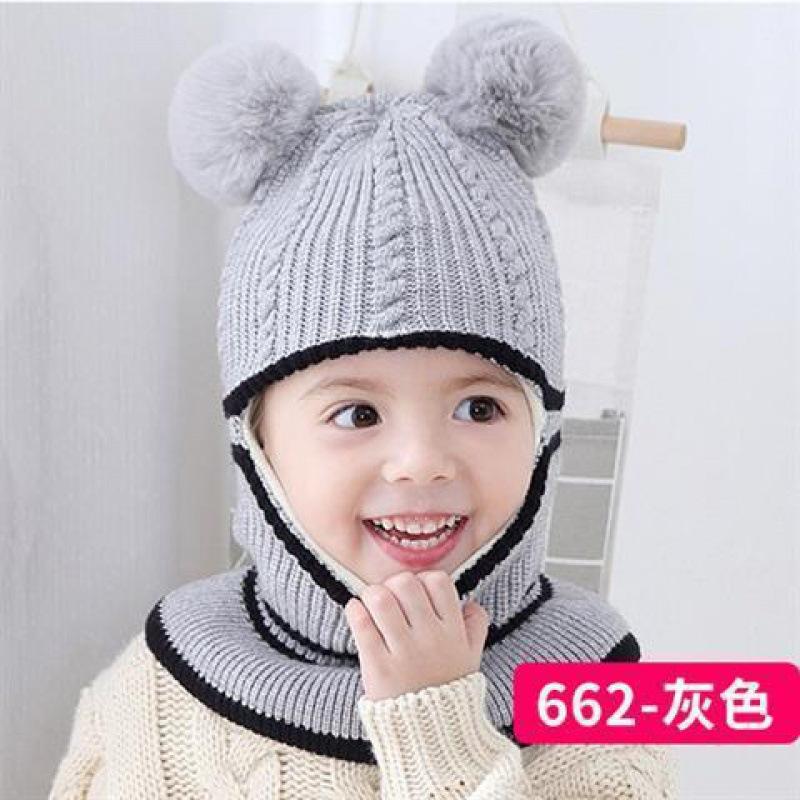 Children's hats autumn and winter fleece thickened warm wool hats - year old boys and girls baby scarf face protection hat