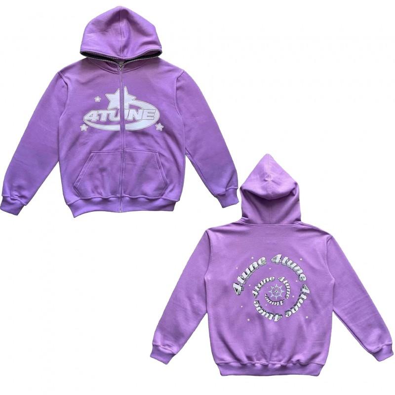 Oversized Y2K Streetwear Hooded Zip-Up Sweatshirt Men Women Loose Fit Graphic Print Long Sleeve Pullover