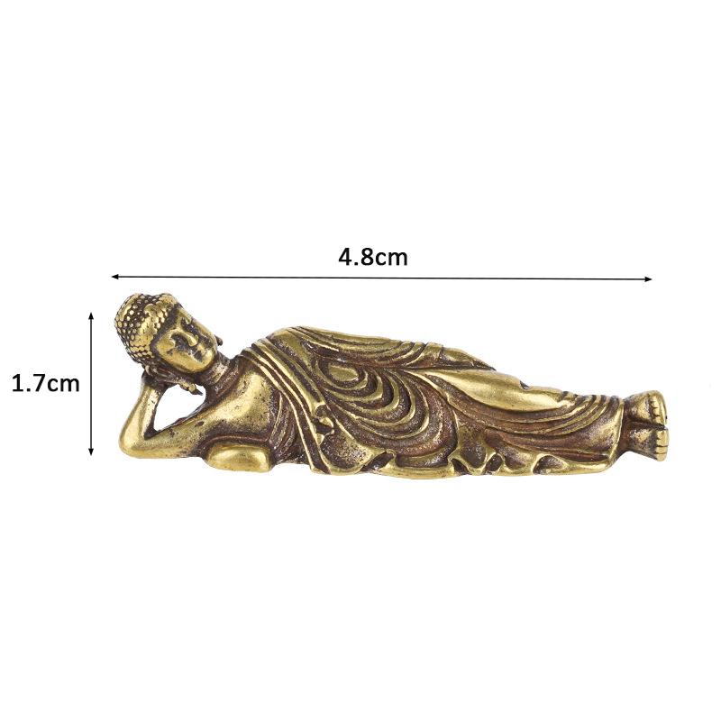 Brass Mini Retro Buddha Figurine Ornaments Home Decor Lying Buddha Decoration Collection Desk Decoration Collection Gifts