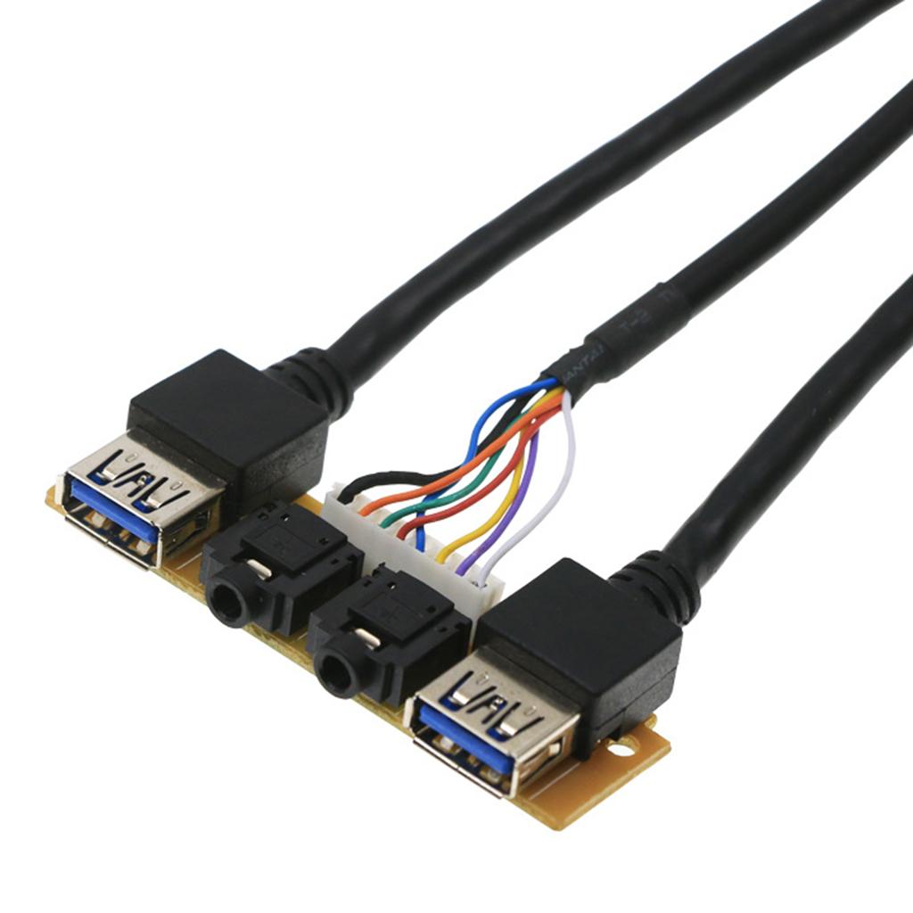 Front Panel USB3.0+ USB3.0+High Definition Audio Jack Port I/O Board + Internal Wire Audio Video Cable for Computer for