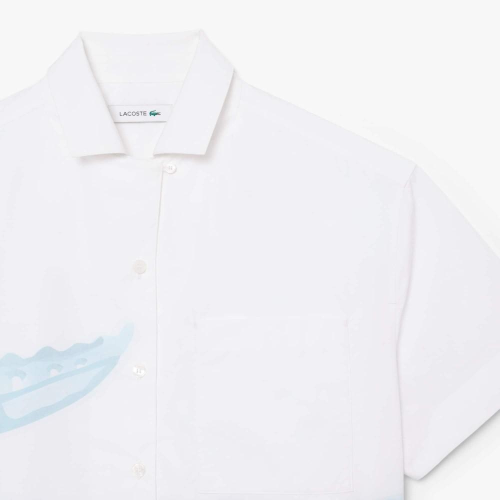 Lacoste Women's Poplin Crocodile Print Shirt CF1199-56G001