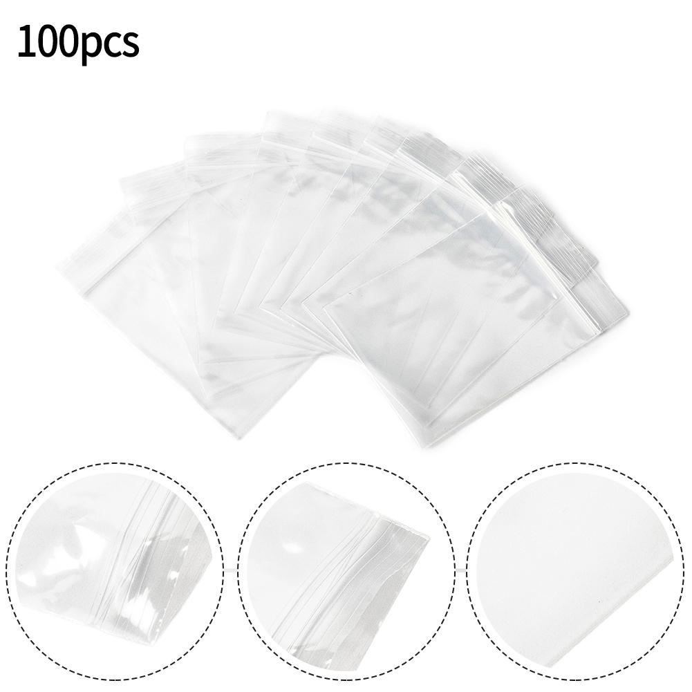 100 Plastic Bag 100pcs Baggies Baggy Bags Clear Mini Resealable Self Seal Small Zipper Lock Grip Plastic Brand New