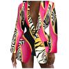 Long Sleeve Open Front Coat Women Fashion Color Print Suit Jacket