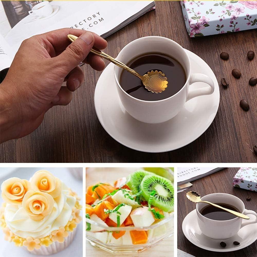 8/16 Pezzi Cucchiaini da Caffè Tè Fiore Acciaio Inossidabile Cucchiaini Zucchero Festa del Tè Set Tavola Raffinato Mescolino Utensili da Cucina