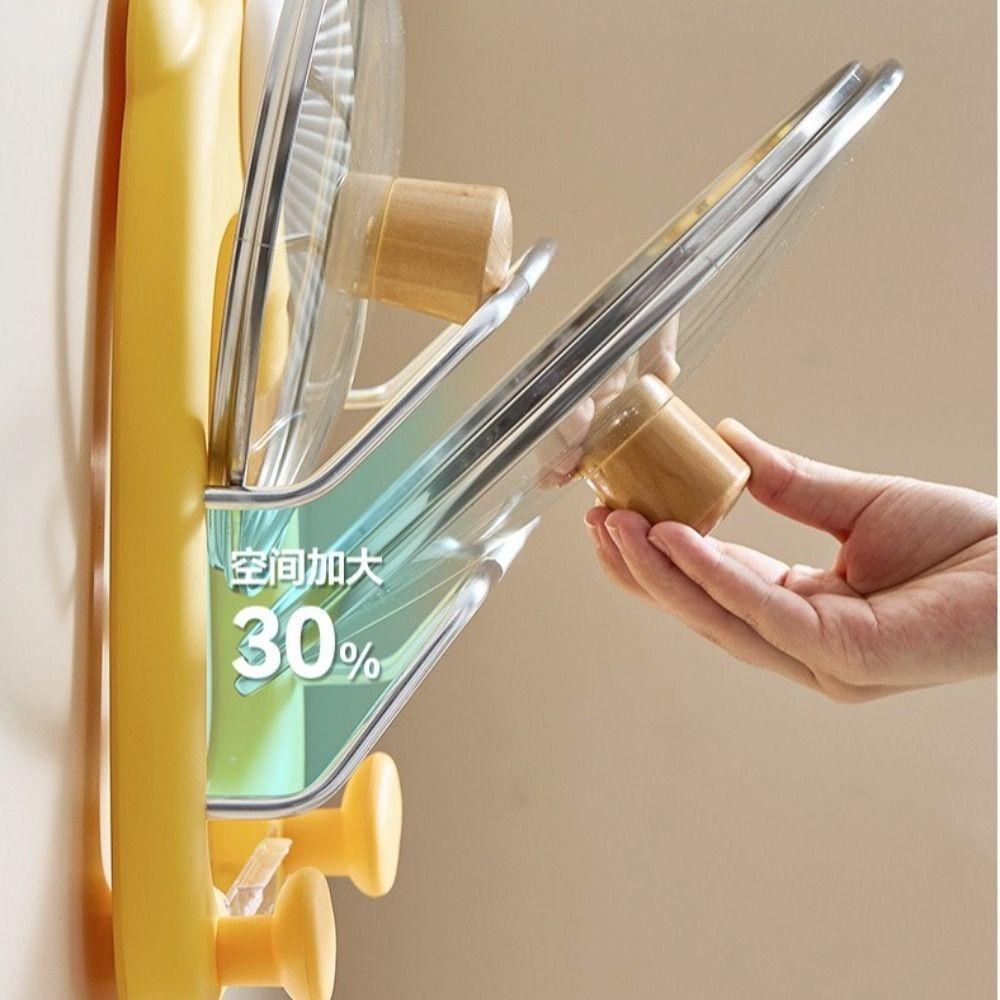 Wall Mount Pot Lids Holder 2-Tier Pot Lid Organizer Space Saving Vegetable Board Rack Cabinet Door