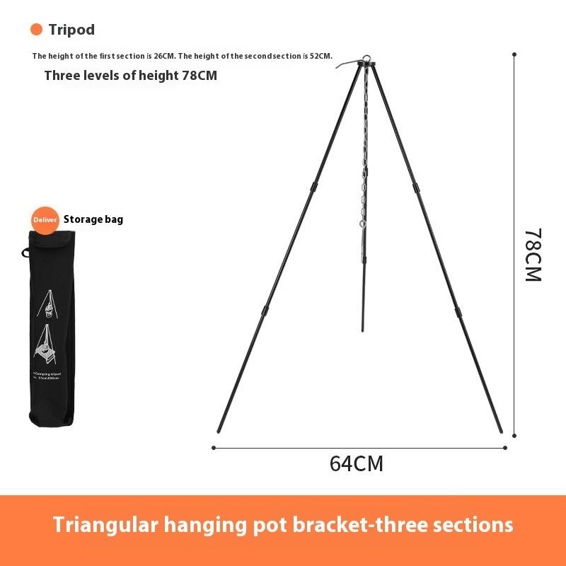 

Camping Campfire Tripod Adjustable Hanging Pot Outdoor Cookware Picnic Cooking Pot Grill Rack Aluminum Alloy Tripod чёрный