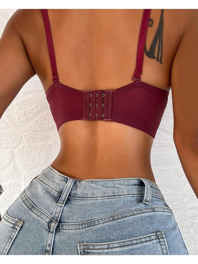 Dame Ensfarvet Samlende Justerbar BH Åndbar Push Up Stålbøjle BH BH Hyggelig Brystrørstop Bralette Vest