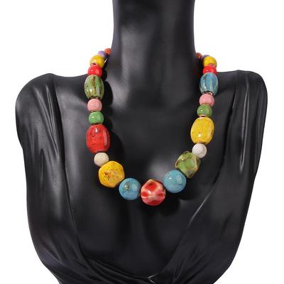 Vintage Ethnic Style Handwoven Necklace Artistic Creativity Versatile Ceramic Necklace Colorful and Minimalist Clothing Accessories