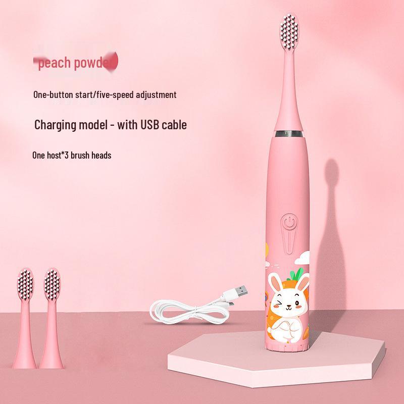 Waterproof Ultrasonic Kids' Electric Toothbrush - Cute Cartoon Design, Soft Bristles, IP7 Rated, Perfect Gift