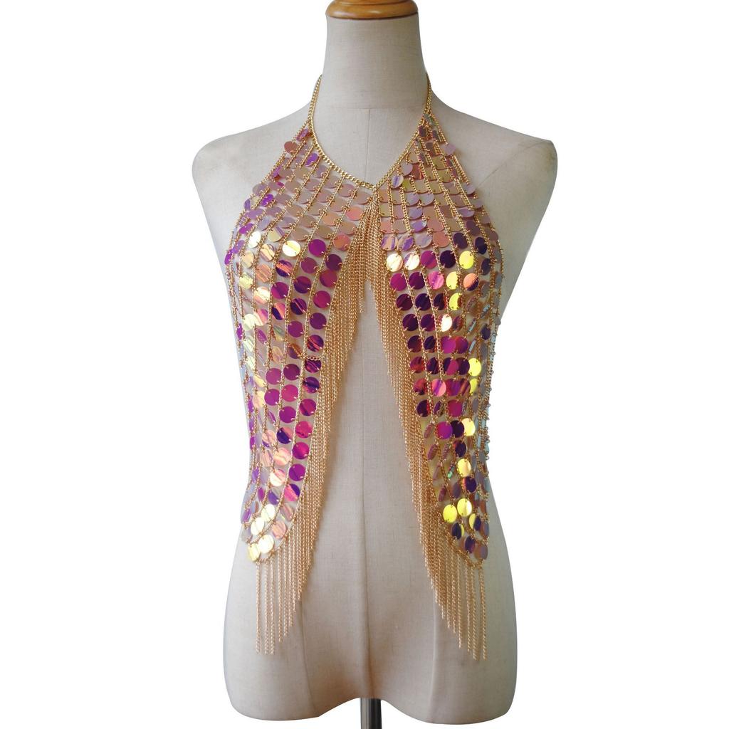 Jewelry+ Street Photo Personalized Body Clothing Chain+handmade Vibrant Sequin Shoulder Chain Body Chain