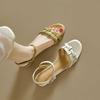 Handmade Real Soft Leather Low Heel with Sandals Female 2025 Summer New Fairy Style Shoes Woven Thick Heel Sandals