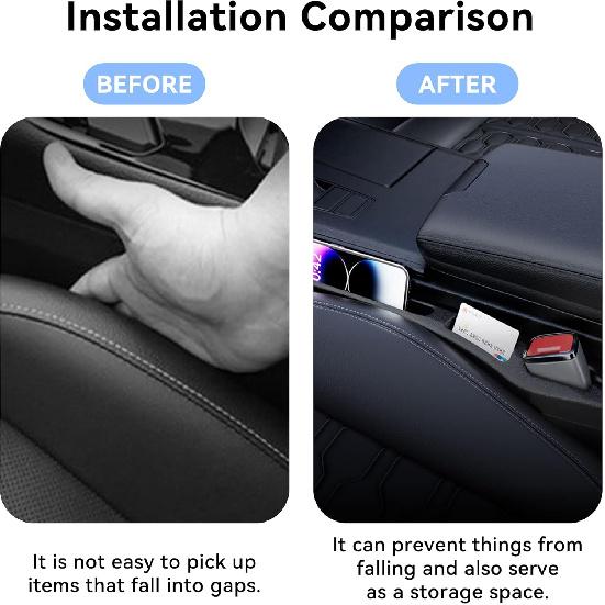 2PCS Car Seat Gap Filler Organizer,Multifunctional Car Gap Filler Organizer Storages Function ,Universal Console Catcher Between Seats Cars Interior