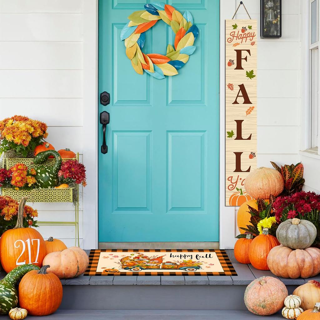 Fall Pumpkin Entrance Door Mat Autumn Harvest Non-slip Rug Living Room Kitchen Balcony Hallway Floor Mat Thanksgiving Decoration