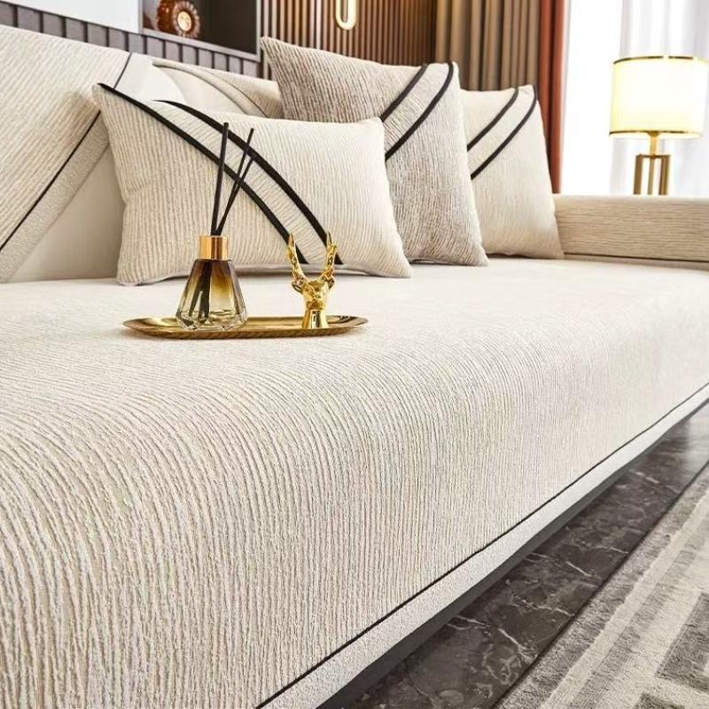 Fixed Anti Slip Sofa Cushion Anti Cat Scratch Chenille Sofa Cover Cloth Four Season Universal Thickened Decorative Backrest Armrest Towel L Cushion