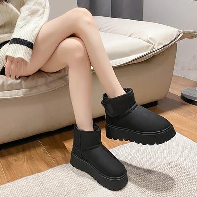 Schneestiefel für Damen im Winter 2026, Vielseitig, Dicke Lederoberfläche, Dicke Sohle, Wasserdicht, Rutschfest, Warme Baumwollschuhe