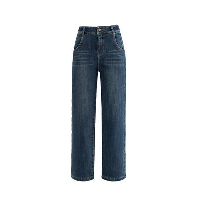 Integrated Velvet Fashion Retro Straight Jeans for Women In Winter New Narrow Version High-waist Versatile Slim Trousers