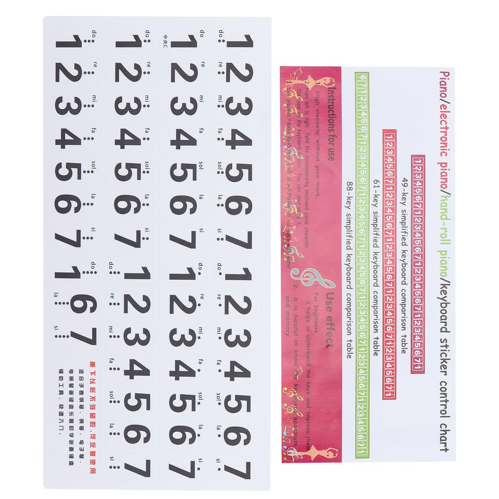 Piano Keyboard Stickers Scale Staff Decals Removeble for Synthesizer Hand Roll Piano