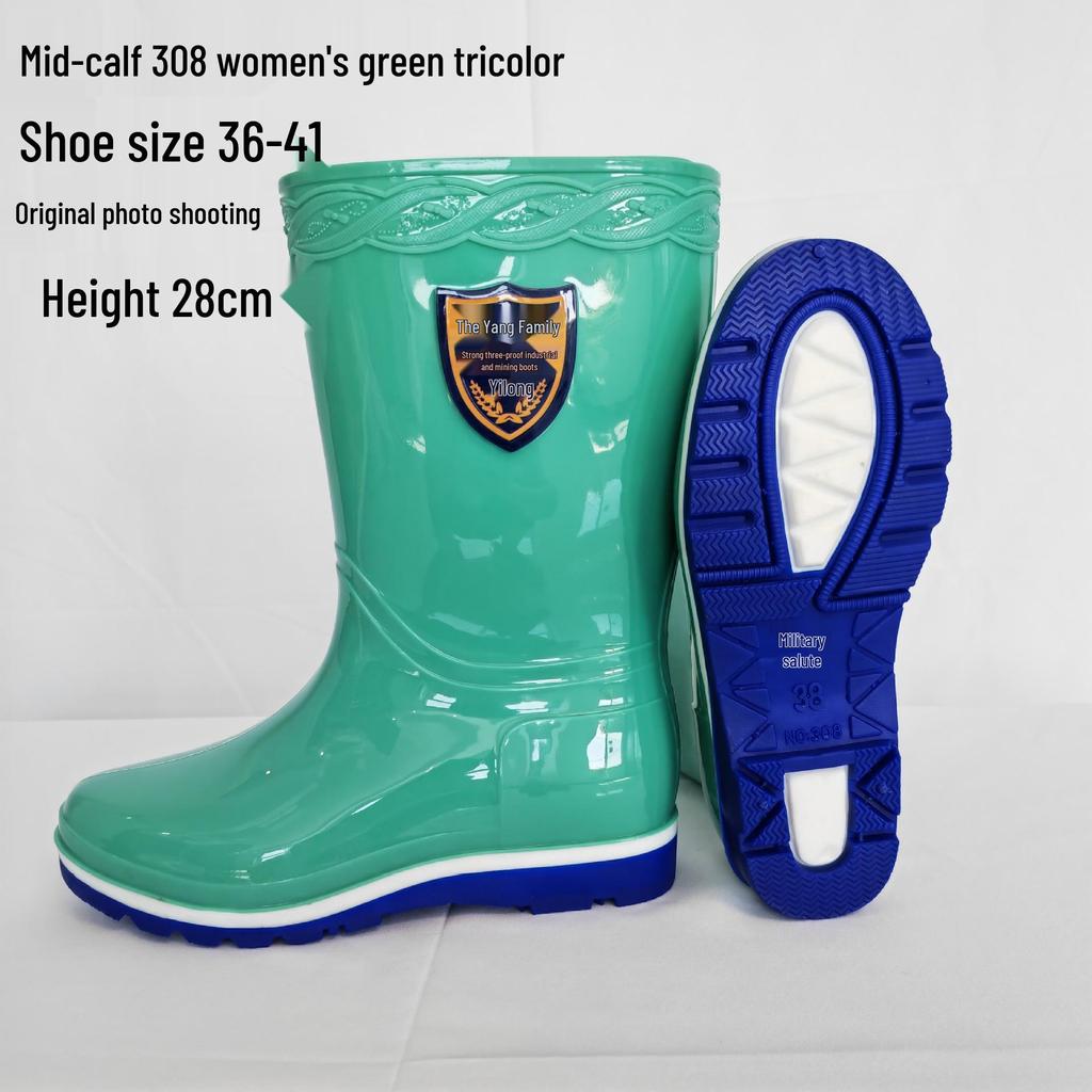 Men's High-Top Non-Slip PVC Construction Rain Boots - Wear-Resistant, Water-Resistant Mid-Calf Rubber Shoes