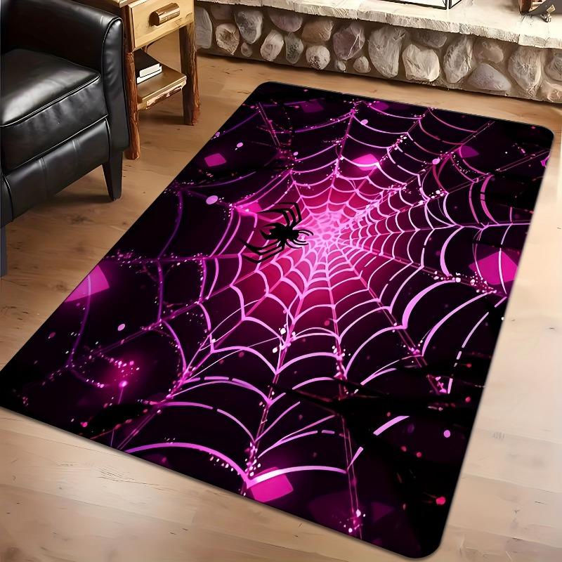 1Pc Pink Spider Web Pattern Carpet Soft and Living Room Doormat and Dining Room Foyer Game Room Bedroom Floor Mat Decoration