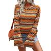 Damen Freizeit Langarm Strickpullover Lockerer Rundhals Pullover Leicht Dehnbar Gemustertes Oberteil für den Alltag