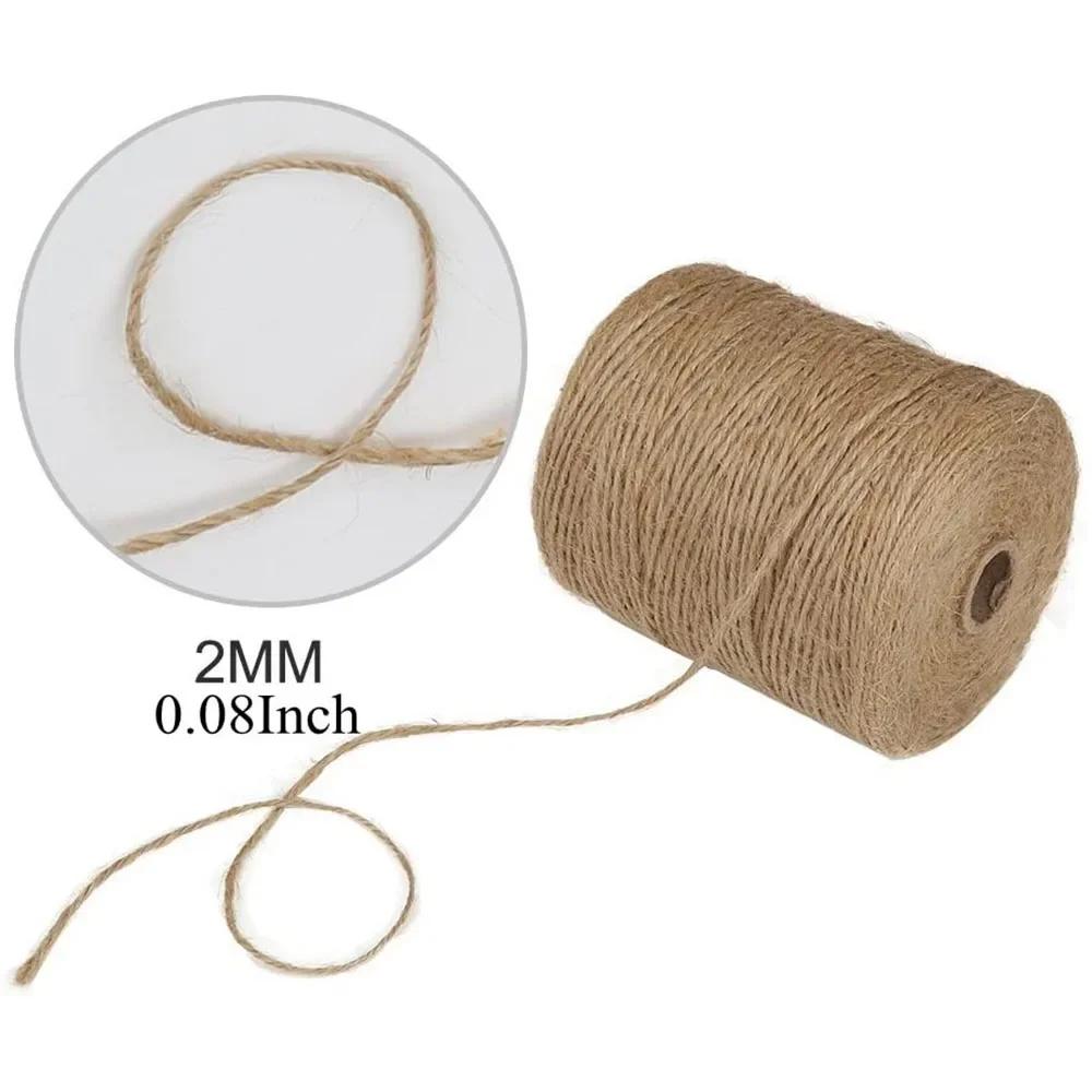 2MM 100M/lot DIY Crafts Natural Jute Twine Cord Brown Twine Rope Jute Rope  For Gift Wrapping Wedding Christmas Decor