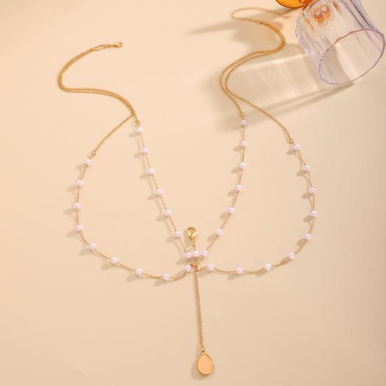 Body Chain Layered Double-Layer Chain Body Chain with Marine Theme Imitation Pearls Shells Starfish Drape Design