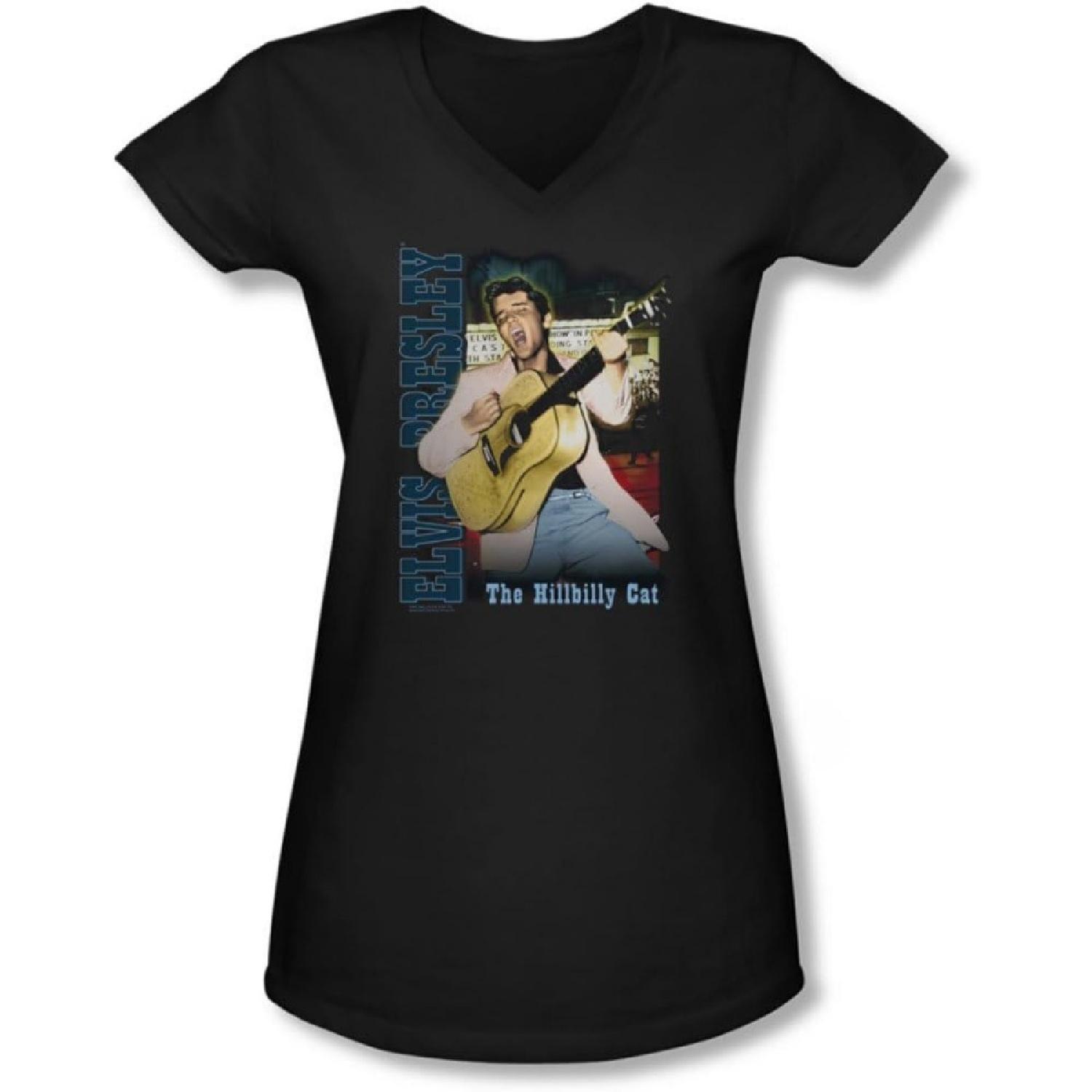 Elvis Presley - Juniors Memphis V-Neck T-Shirt S чёрный