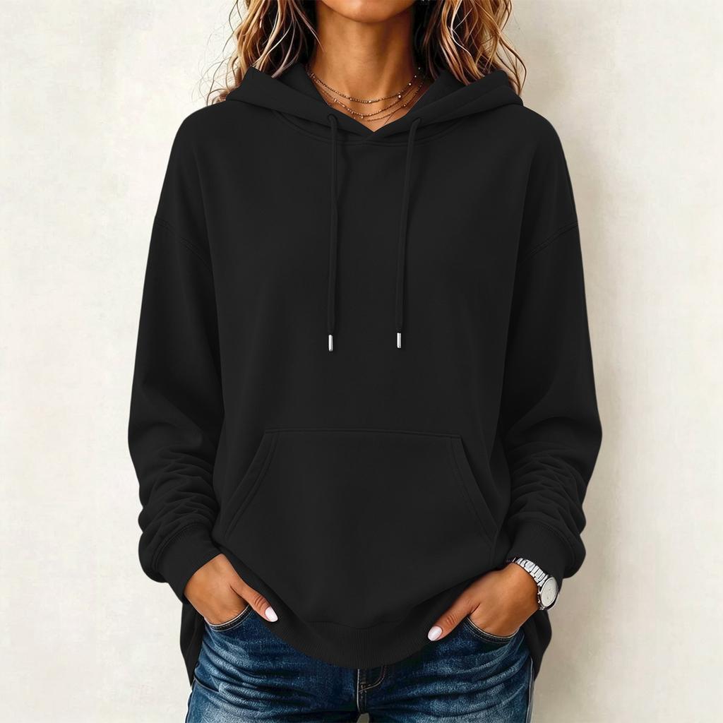 Women's Fashion Long Sleeve Hoodie Pullover Color Casual Top for Daily Wear