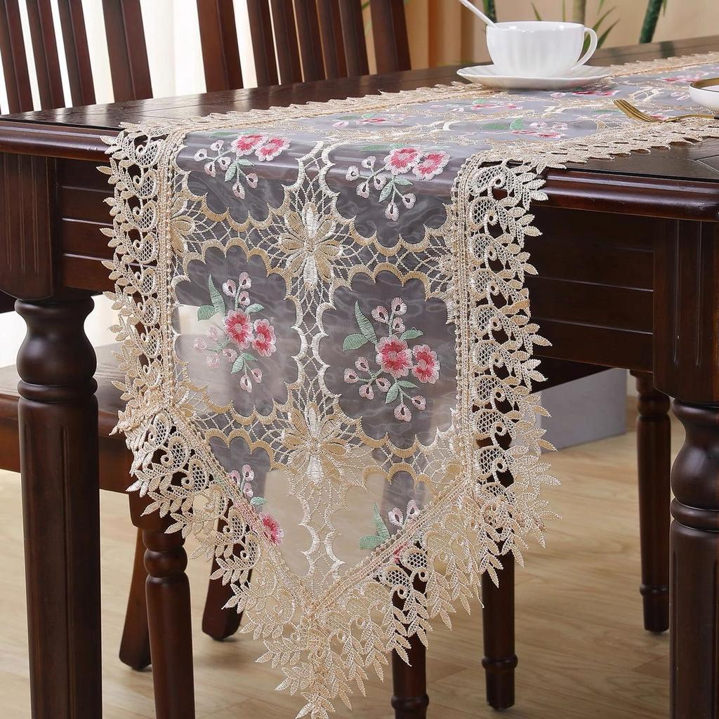 Krajkový gázový běhoun na stůl - Ideální pro domácí dekoraci, restaurace, kuchyně, venkovní pikniky a svatební party výzdobu