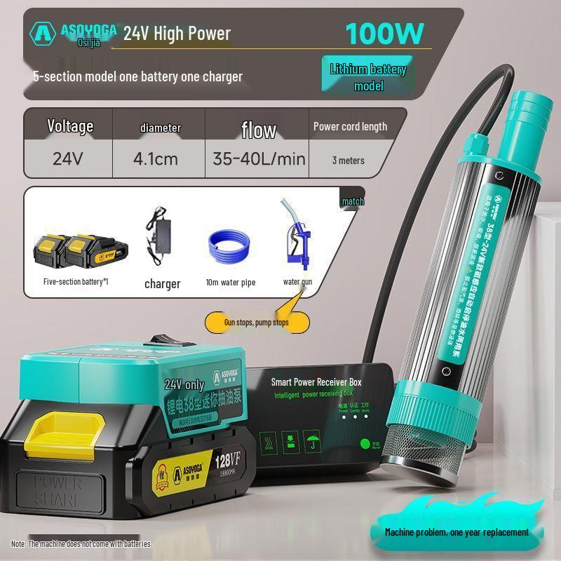 24V 100W High Power Diesel Pump with Lithium Battery for Oil Extraction & Fueling