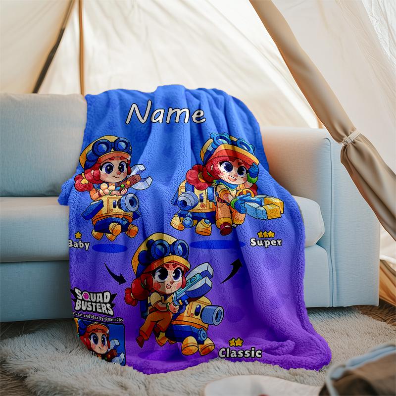 Personalized Custom Name Blanket - Brawl Stars Print Design,Blanket for Sofa,Bed,Travel,Camping - Soft and Warm, Great Gift