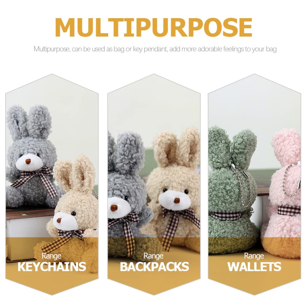 HEMOTON Mini Rabbit Stuffed Animal Party Small Plush Animal Birthday Day Easter Plush Fillers 12-Piece Keychains, Favors, Keychains, Gifts,